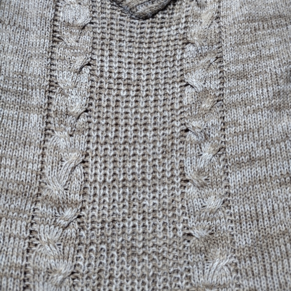 Vintage Jason Maxwell 2X Plus Size Oatmeal Tweed V-Neck Fisherman Style Sweater - Picture 8 of 12